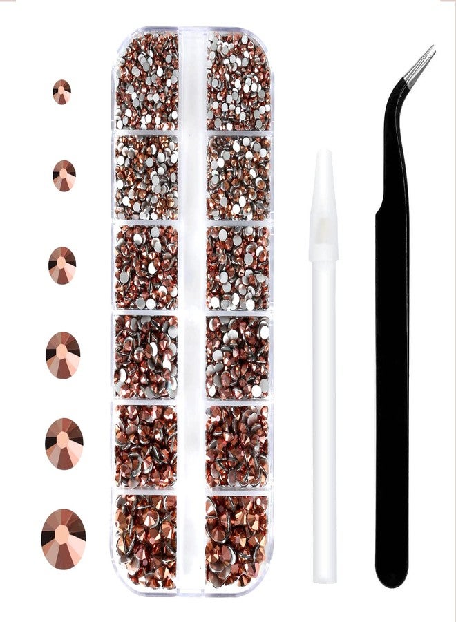 MEIBITE 4240Pcs Rosegold Flatback Rhinestones 6 Sizes Crystal Diamonds for Nail Art Crafts Clothes Shoes with Tweezers and Picking Pen - Image 1